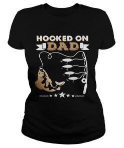 Fishing hooked on dad happy fathers day stars  Classic Ladies