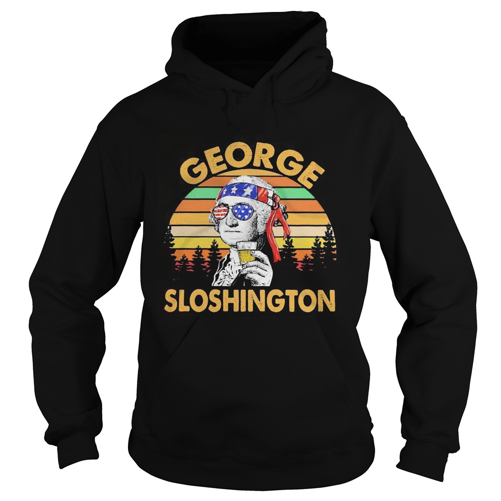 George drinking wine sloshington american flag vintage retro Hoodie