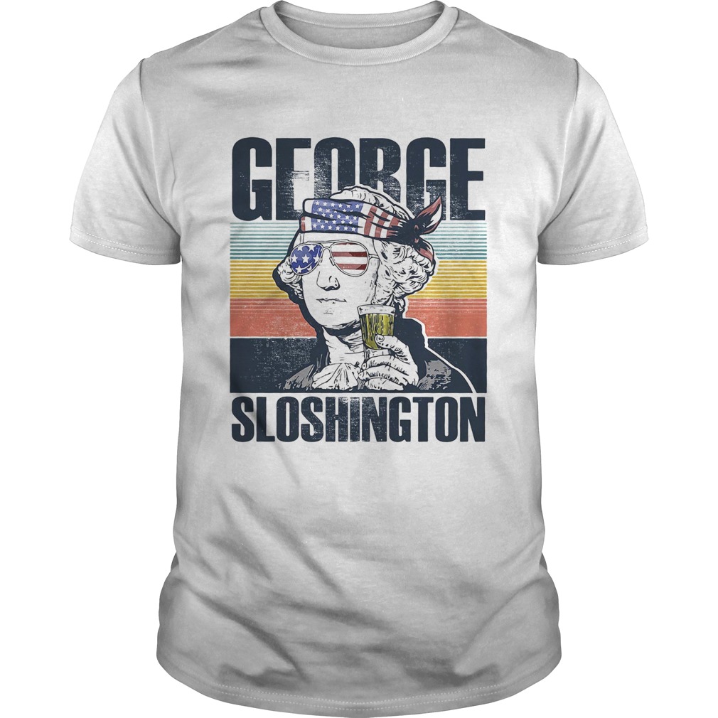 George sloshington drinking 4th of july independence day american flag vintage retro shirt