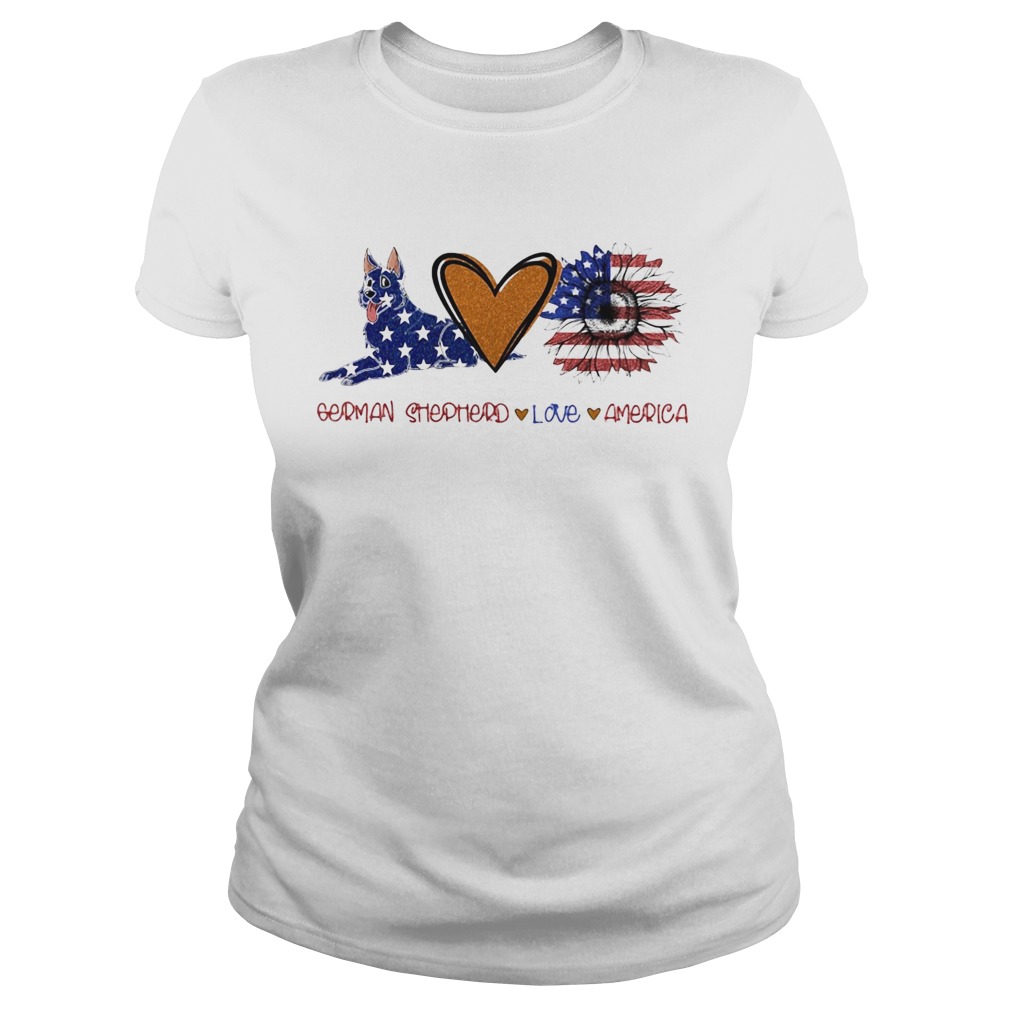 German shepherd love heart sunflower American flag veteran Independence Day Classic Ladies
