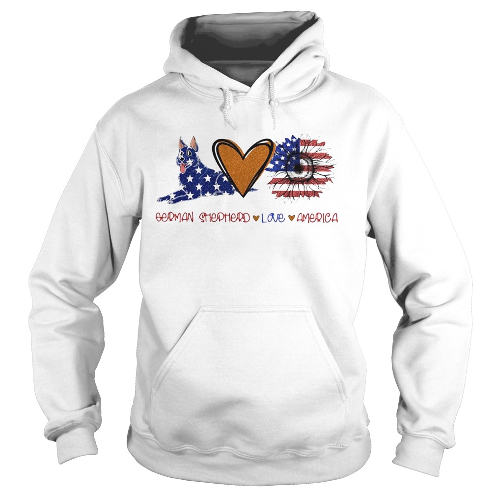 German shepherd love heart sunflower American flag veteran Independence Day Hoodie
