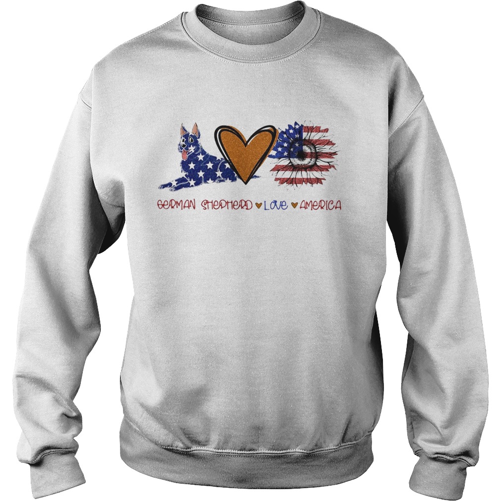 German shepherd love heart sunflower American flag veteran Independence Day Sweatshirt