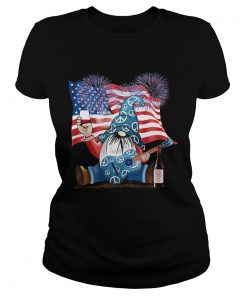 Gnomes Wine Guitar American Flag Veteran Independence Day  Classic Ladies