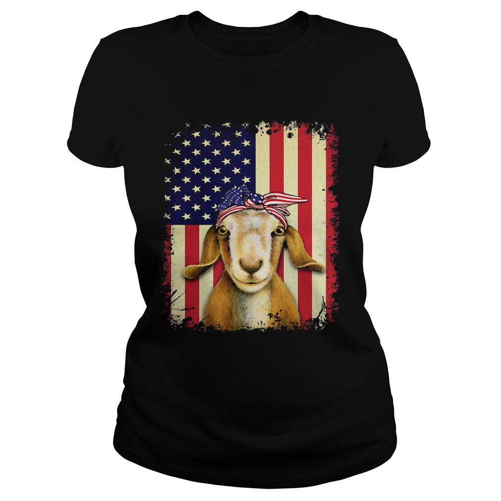 Goat american flag independence day Classic Ladies