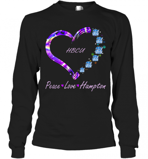 Hbcu Peace Love Hampton Heart T-Shirt Long Sleeved T-shirt 