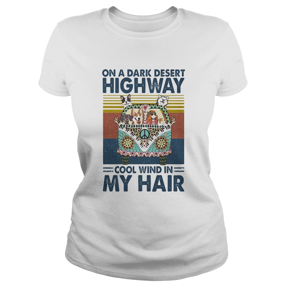 Hippie girl and dogs drive car on a dark desert highway cool wind in my hair  Classic Ladies