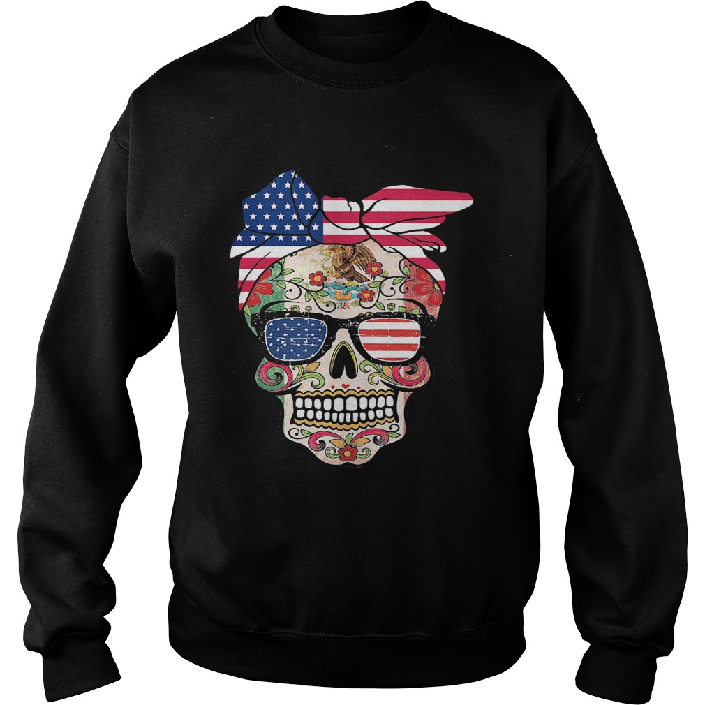 Hippie skull american flag independence day  Sweatshirt