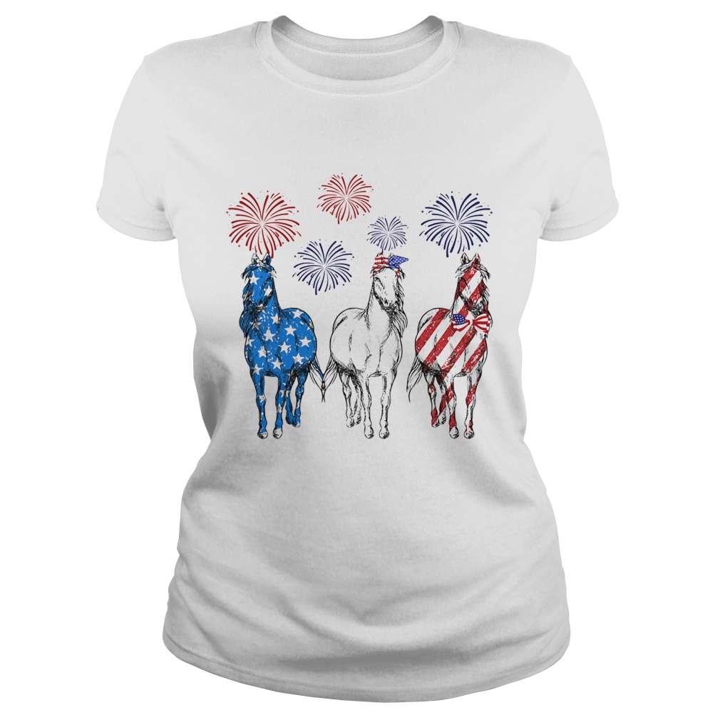 Horses firework american flag independence day Classic Ladies