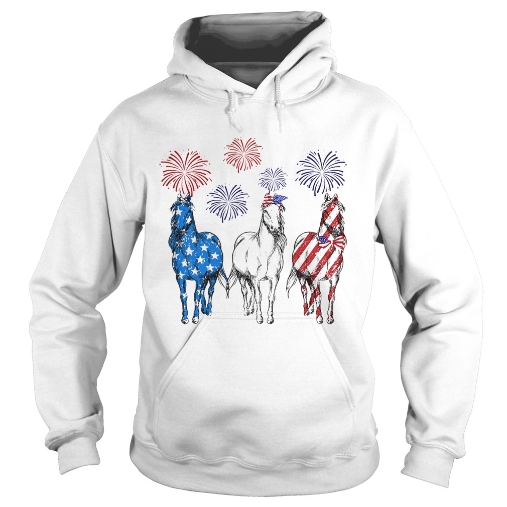 Horses firework american flag independence day Hoodie