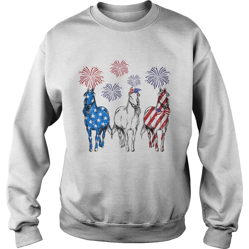 Horses firework american flag independence day Sweatshirt