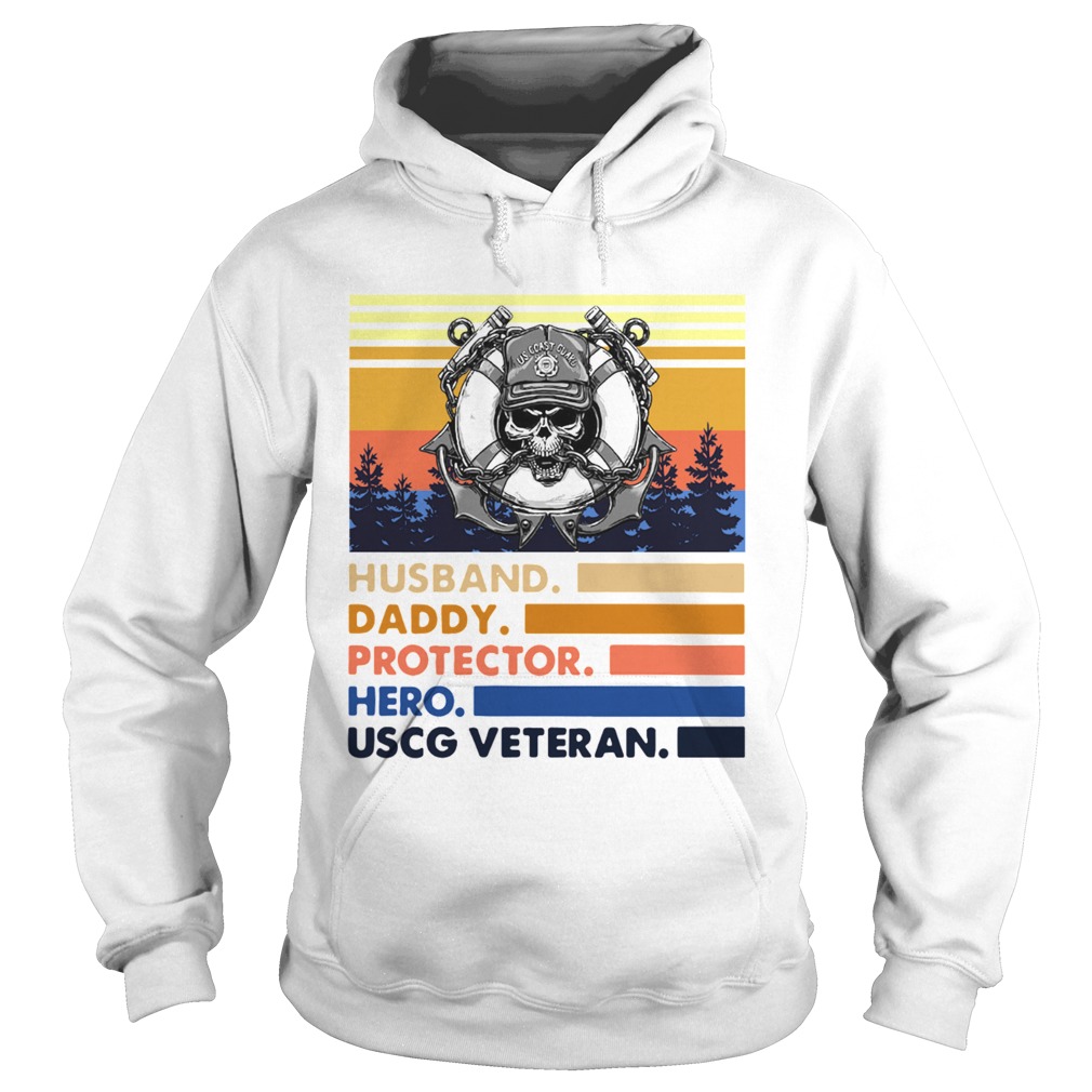Husband Daddy Protector Hero USCG Veteran Vintage  Hoodie