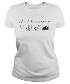 I Am A Simple Woman Wine Flop Paw Dog And Motorcycle  Classic Ladies
