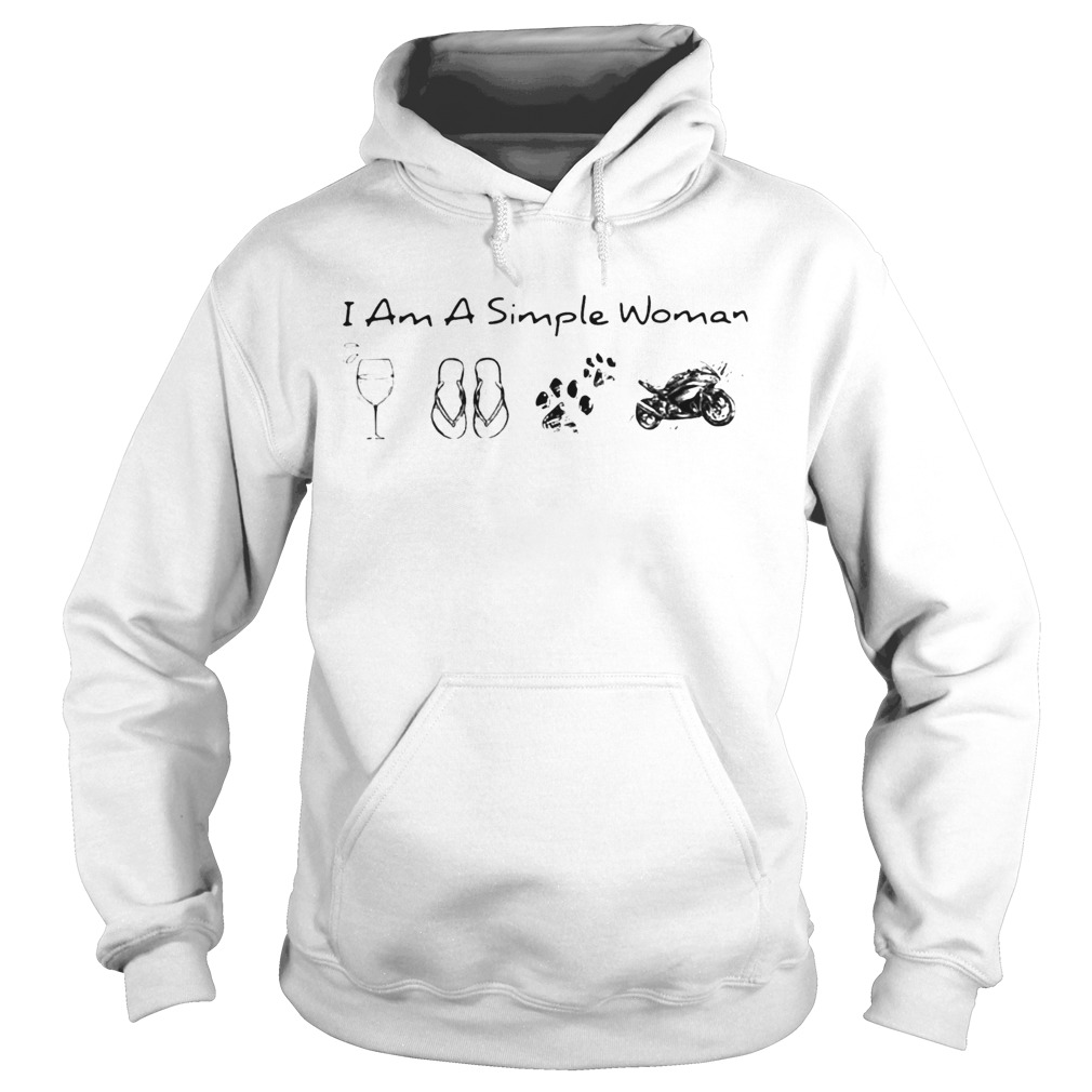 I Am A Simple Woman Wine Flop Paw Dog And Motorcycle  Hoodie