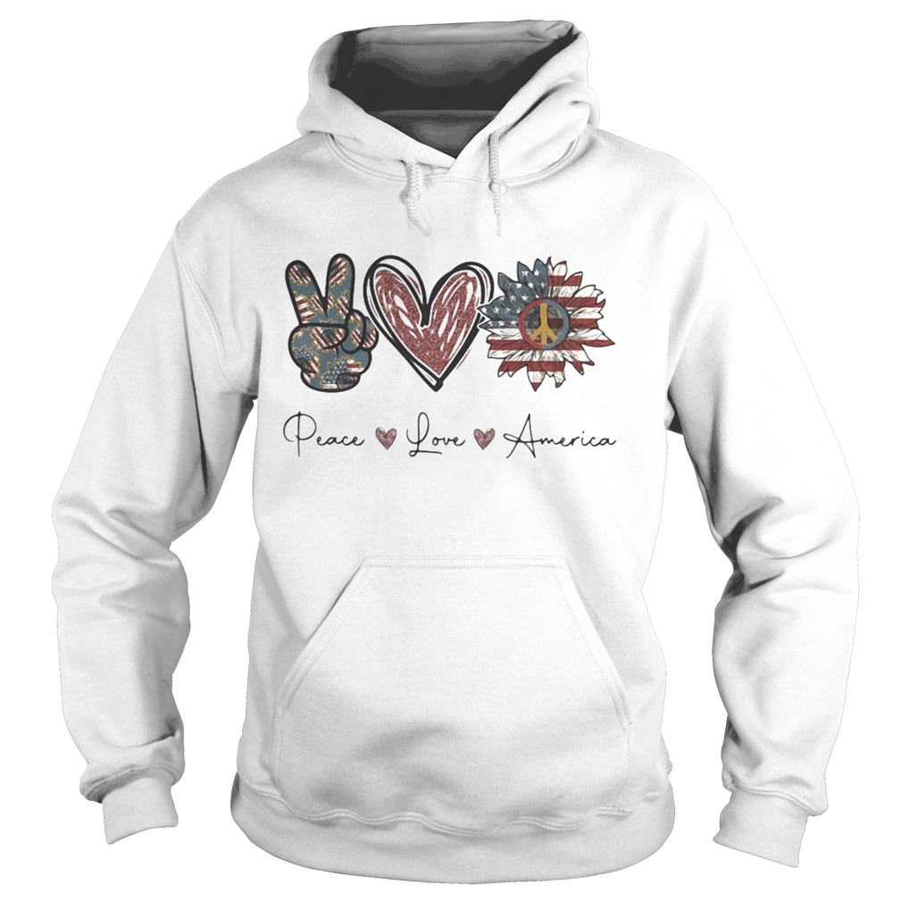 Independence Day peace love sunflower america  Hoodie