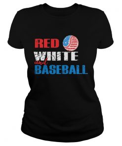 Independence Day red white and baseball  Classic Ladies