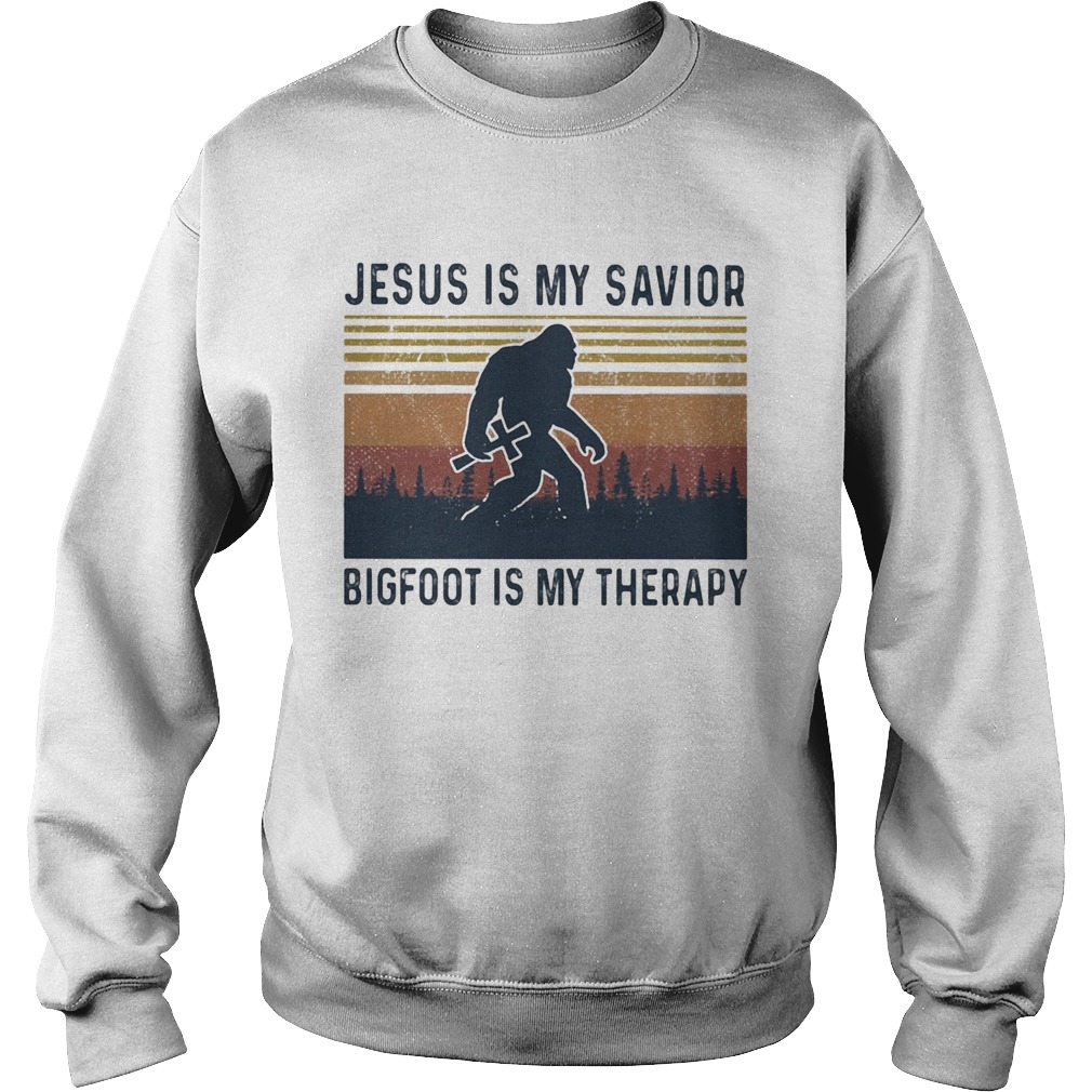 Jesus is my savior bigfoot is my therapy vintage Sweatshirt