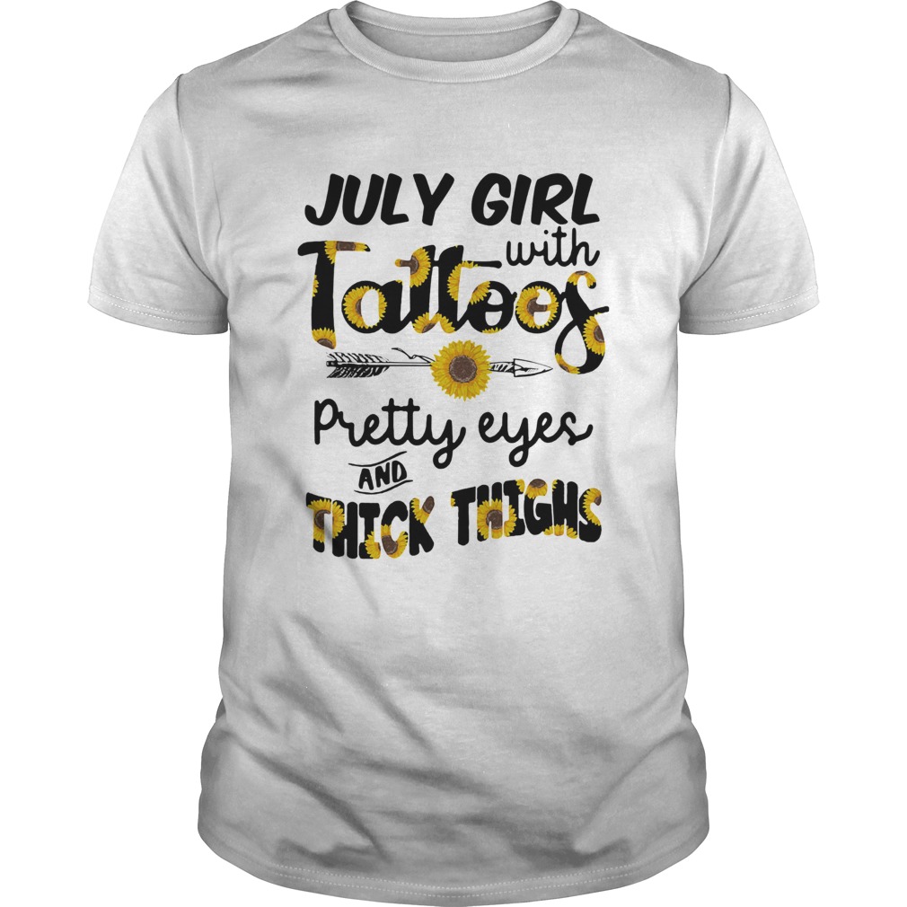 July girl with tattoos pretty eyes and thick thighs sunflower shirt