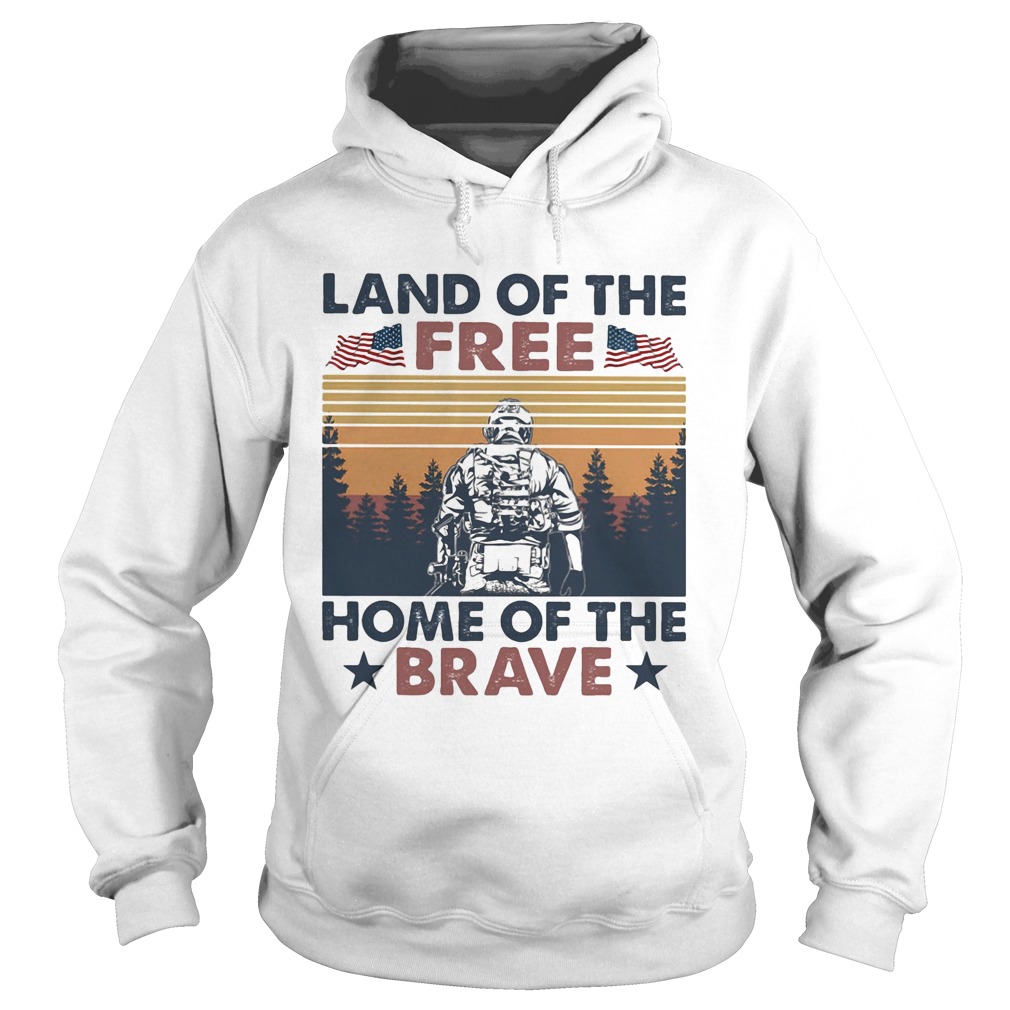 Land of the free home of the brave vintage retro  Hoodie