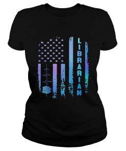 Librarian heartbeat american flag independence day  Classic Ladies