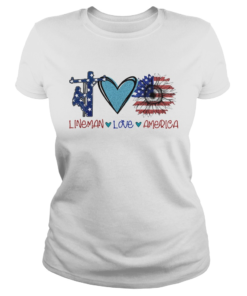 Lineman love heart sunflower American flag veteran Independence Day  Classic Ladies