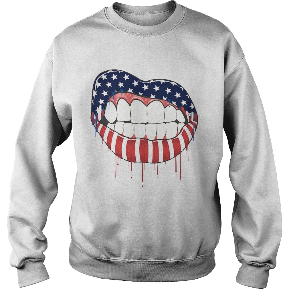Lips american flag independence day Sweatshirt