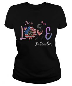 Live love paw labrador sunflower butterfly american flag independence day  Classic Ladies