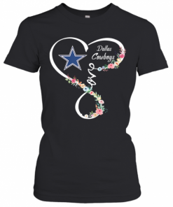 Love Dallas Cowboys Football Heart Flowers T-Shirt Classic Women's T-shirt