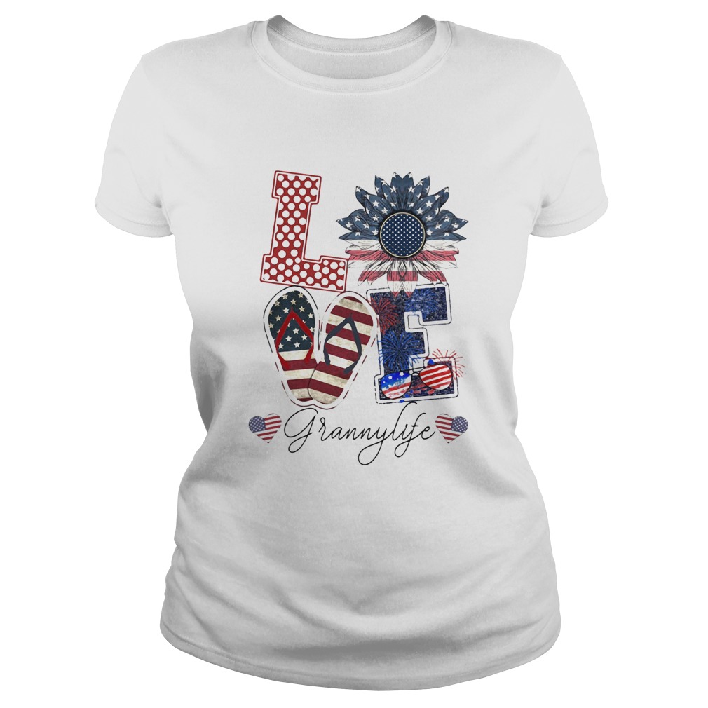 Love Grannylife Heart Flower American Flag Independence Day Classic Ladies