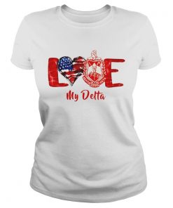 Love Heart American Flag Delta Sigma Theta  Classic Ladies