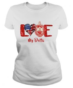 Love Heart American Flag Delta Sigma Theta  Classic Ladies