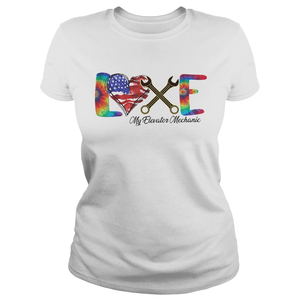 Love my elevator mechanic american flag independence day Classic Ladies