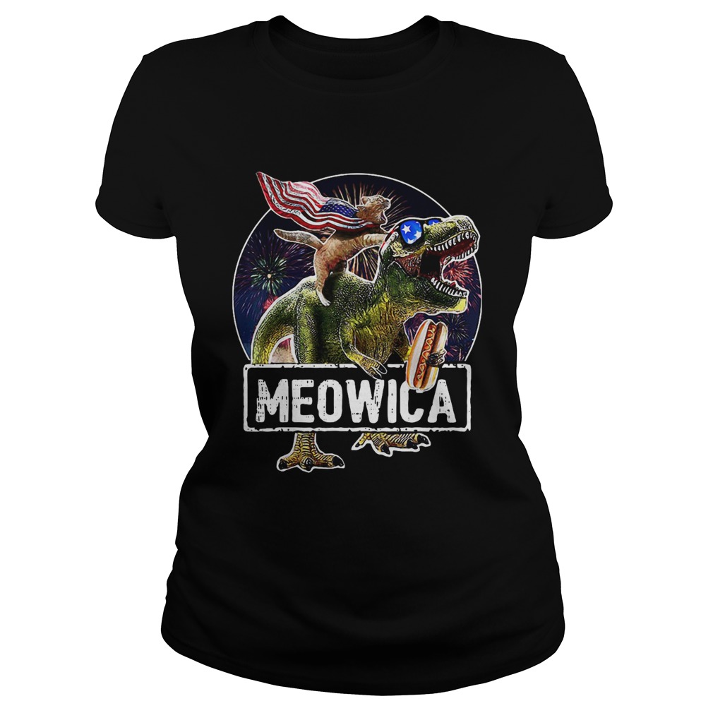 Meowica Cat T Rex Dinosaur 4th Of July  Classic Ladies