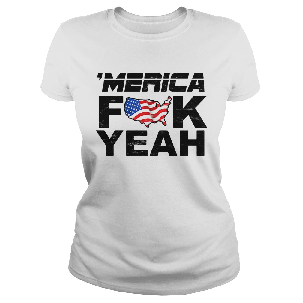 Merica Fuck Yeah Funny 4th Of July Short Sleeve  Classic Ladies