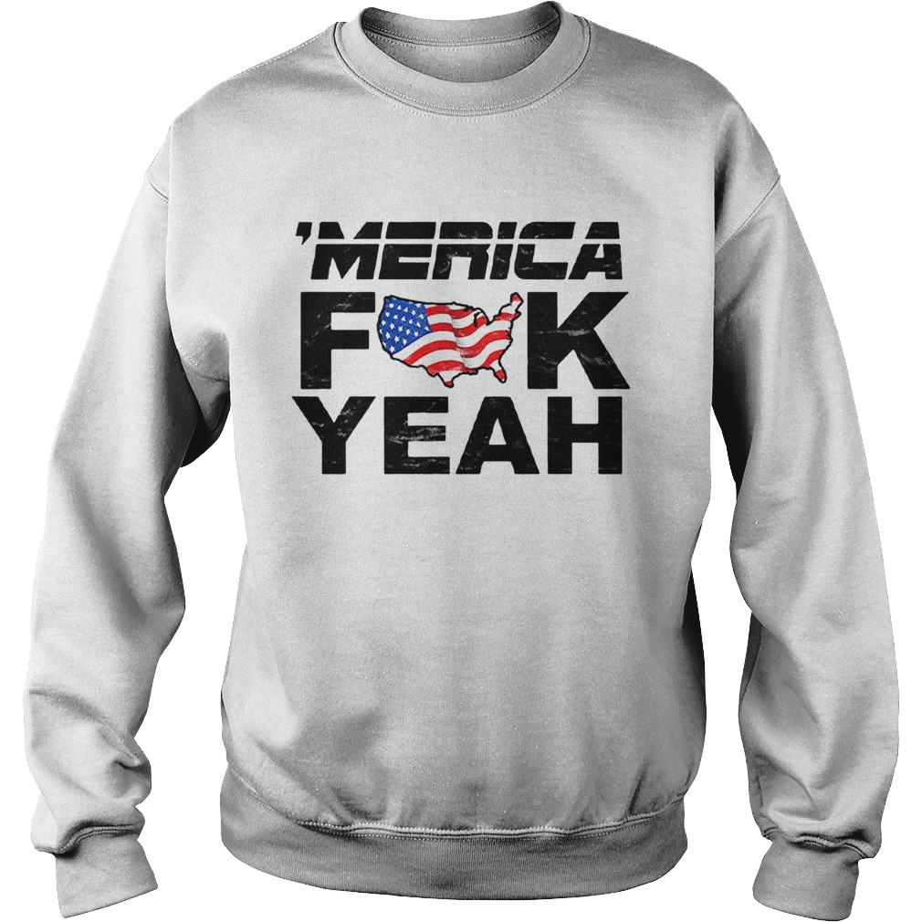 Merica Fuck Yeah Funny 4th Of July Short Sleeve  Sweatshirt
