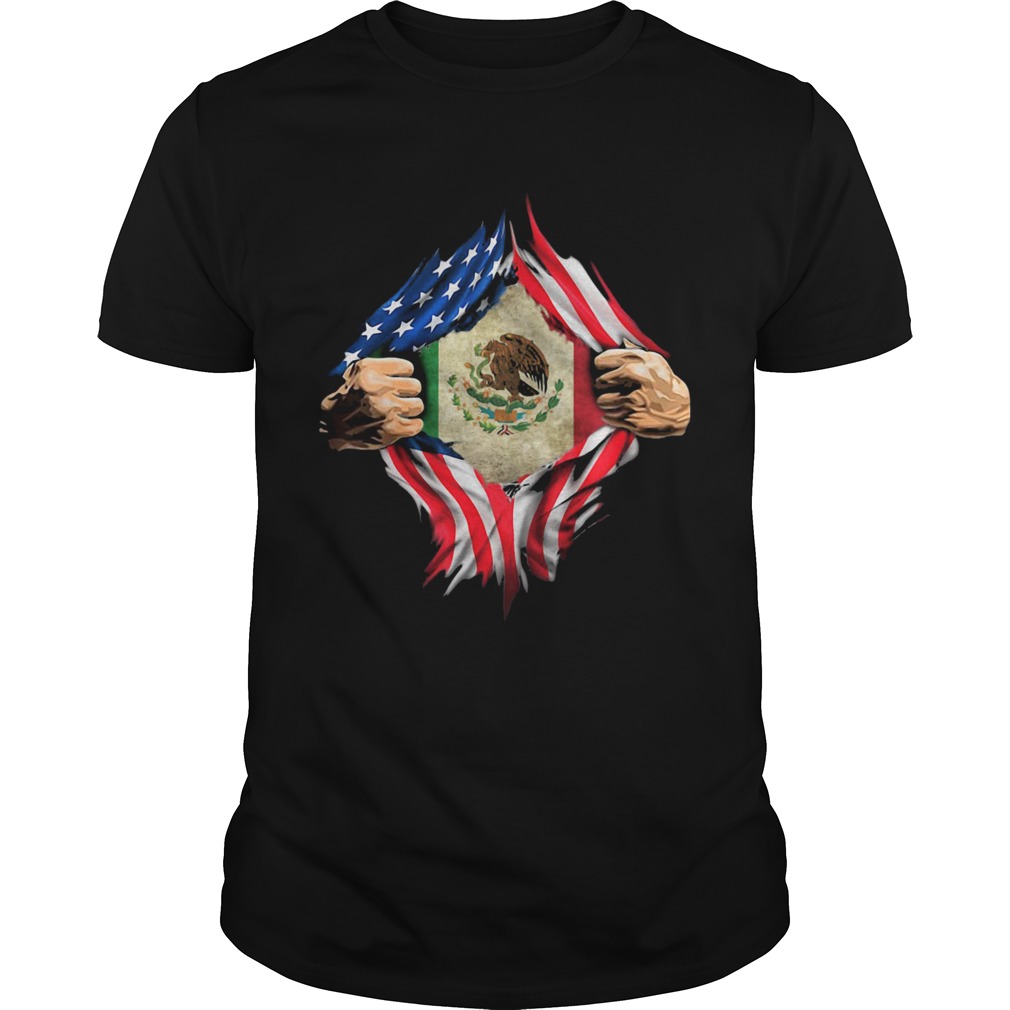Mexican Flag Emblem American flag veteran Independence day hand shirt