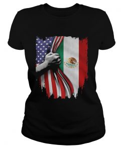 Mexico and American flag veteran Independence Day hand  Classic Ladies