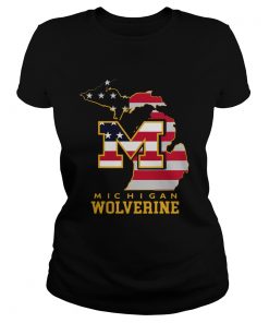 Michigan Wolverine American Map Flag  Classic Ladies