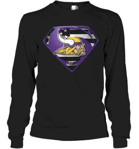 Minnesota Vikings Superman T-Shirt Long Sleeved T-shirt 