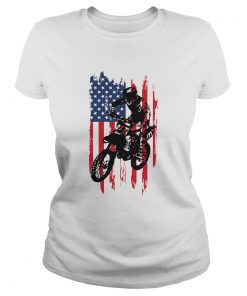 Motocross american flag independence day  Classic Ladies