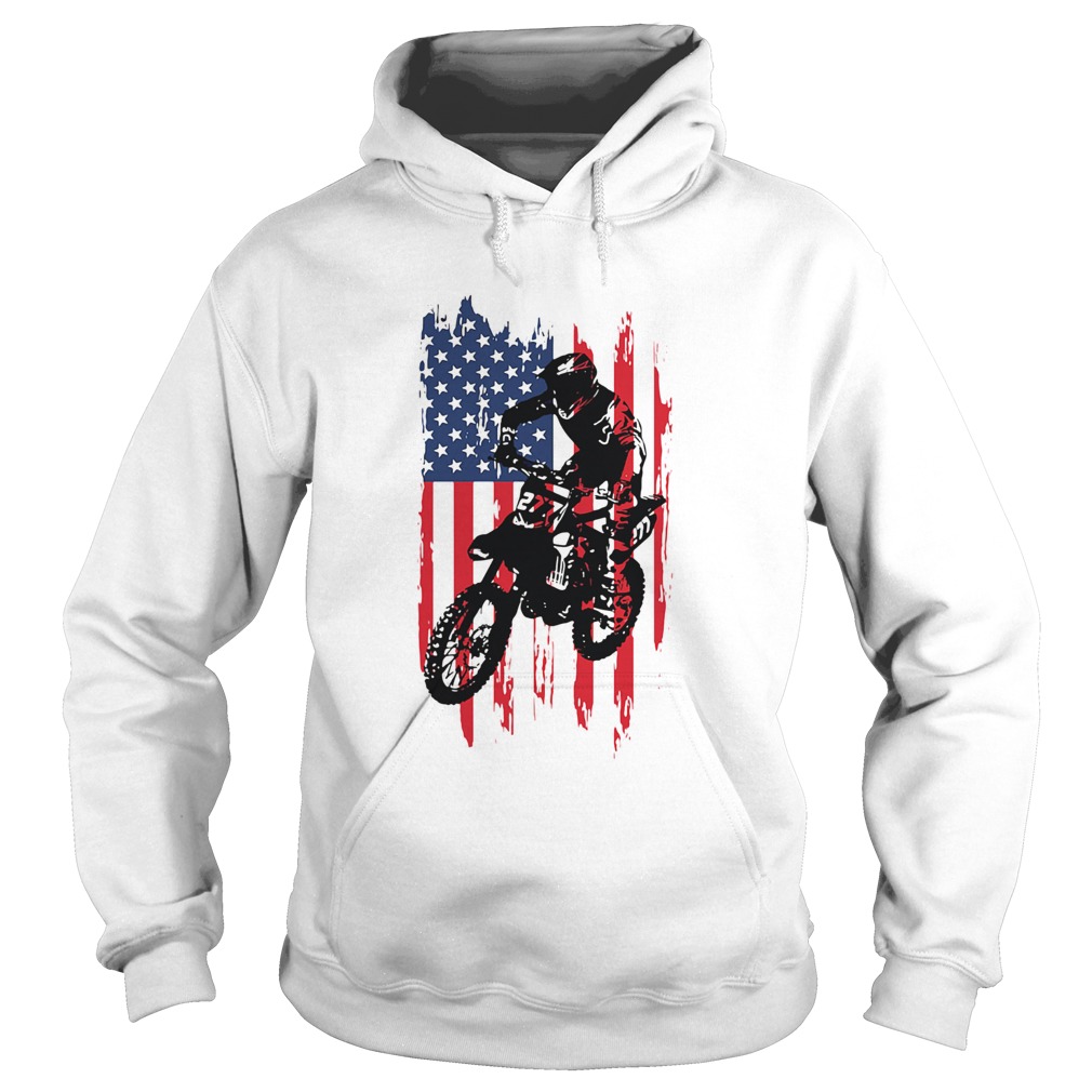 Motocross american flag independence day  Hoodie
