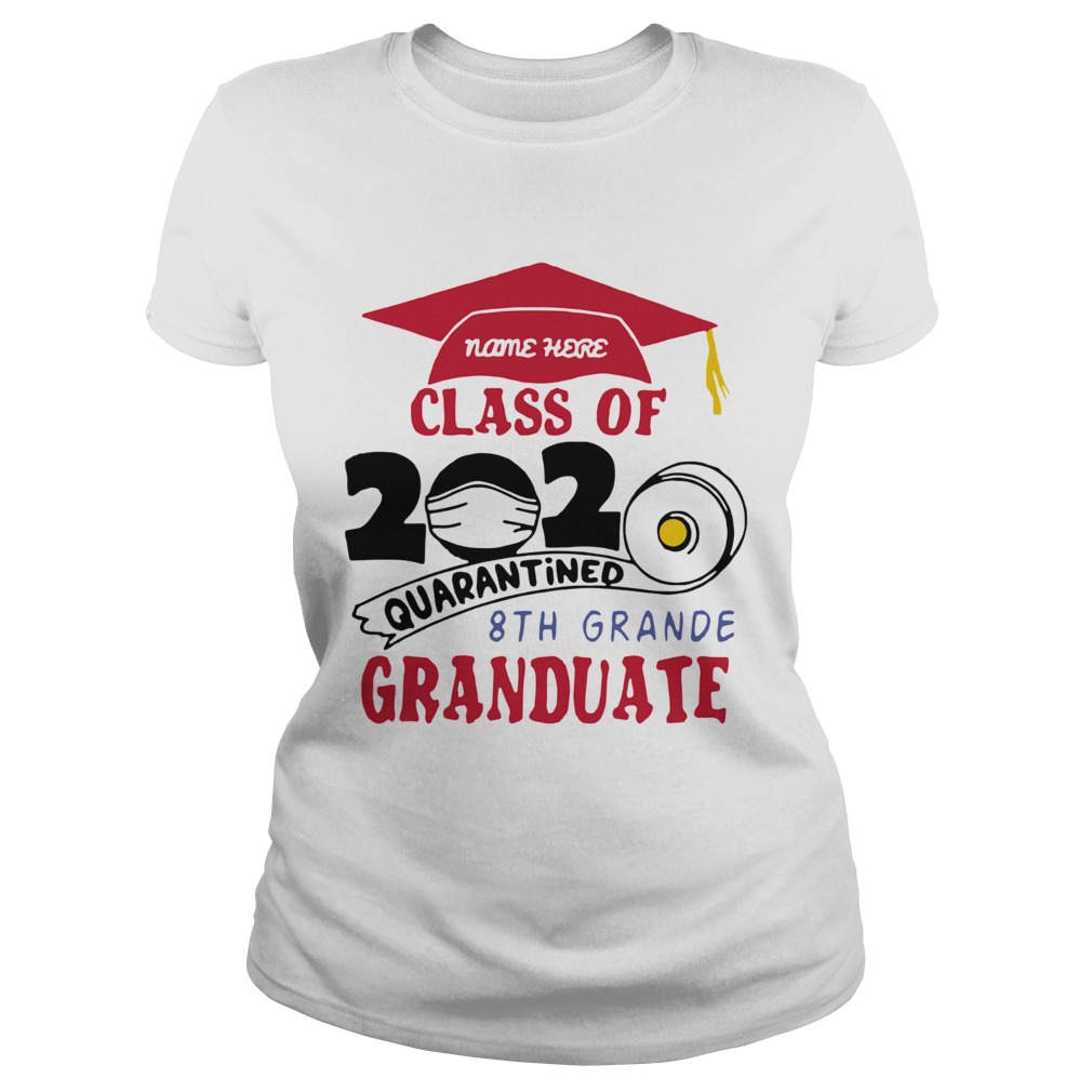 Name Here Class Of 2020 Quarantined 8th Grande Graduate Red Classic Ladies