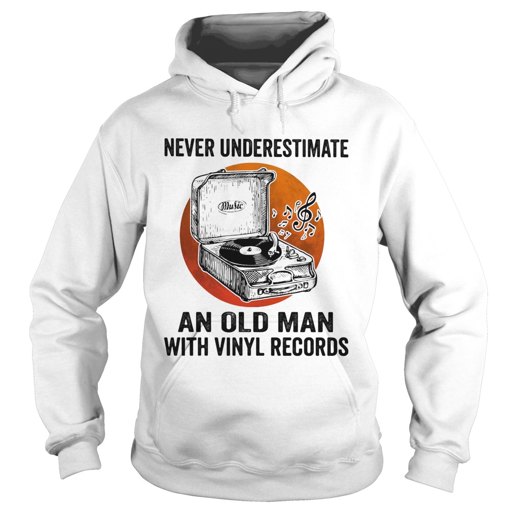 Never Underestimate An Old Man With Vinyl Records Antique Coal Disk Player Hoodie