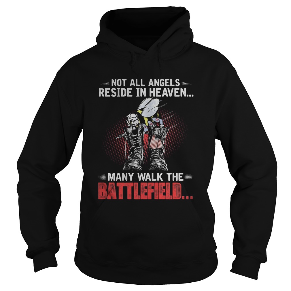 Not all angels reside in heaven many walk the battlefield American flag veteran Independence day sh Hoodie