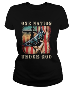 One nation under god American flag veteran Independence Day  Classic Ladies