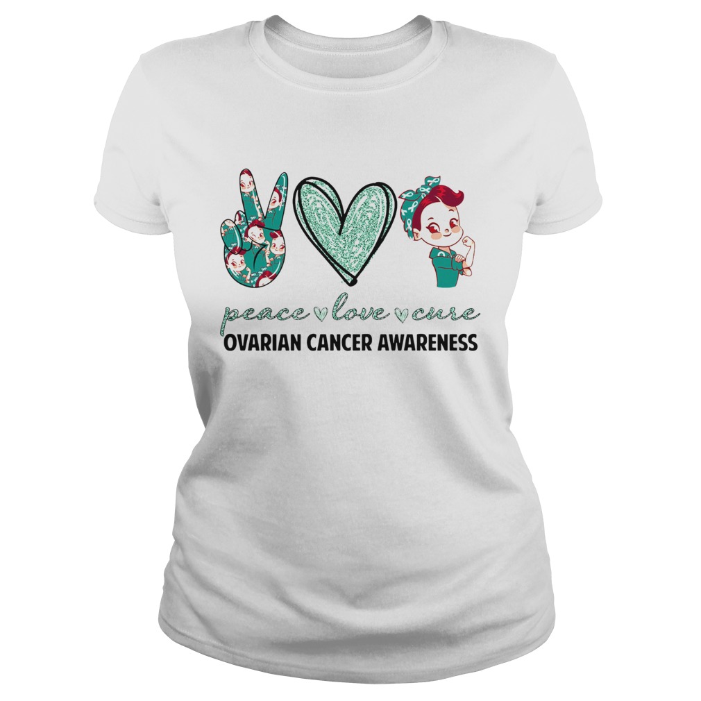 Peace Love Cure Ovarian Cancer Awareness Classic Ladies