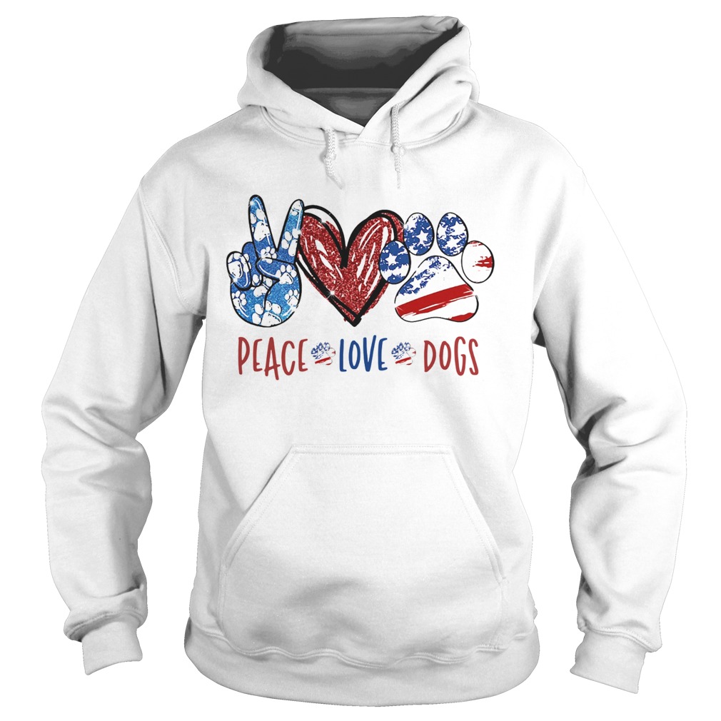 Peace Love Dogs American Flag  Hoodie