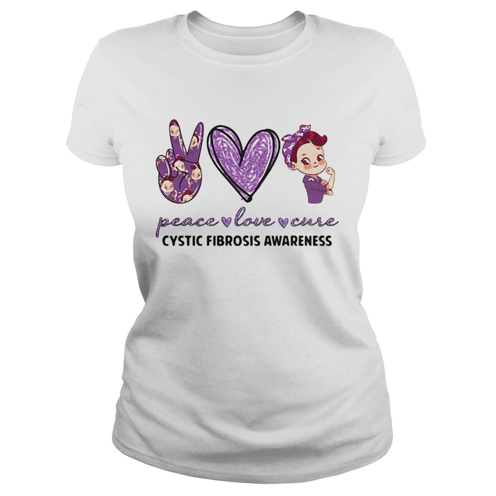 Peace love cystic fibrosis awareness heart  Classic Ladies
