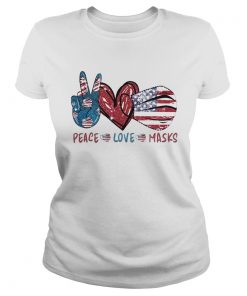 Peace love mask heart American flag veteran Independence Day  Classic Ladies