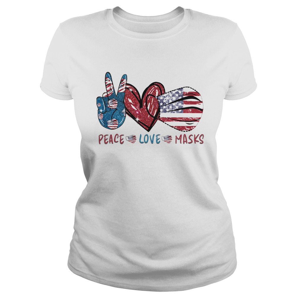 Peace love mask heart American flag veteran Independence Day  Classic Ladies