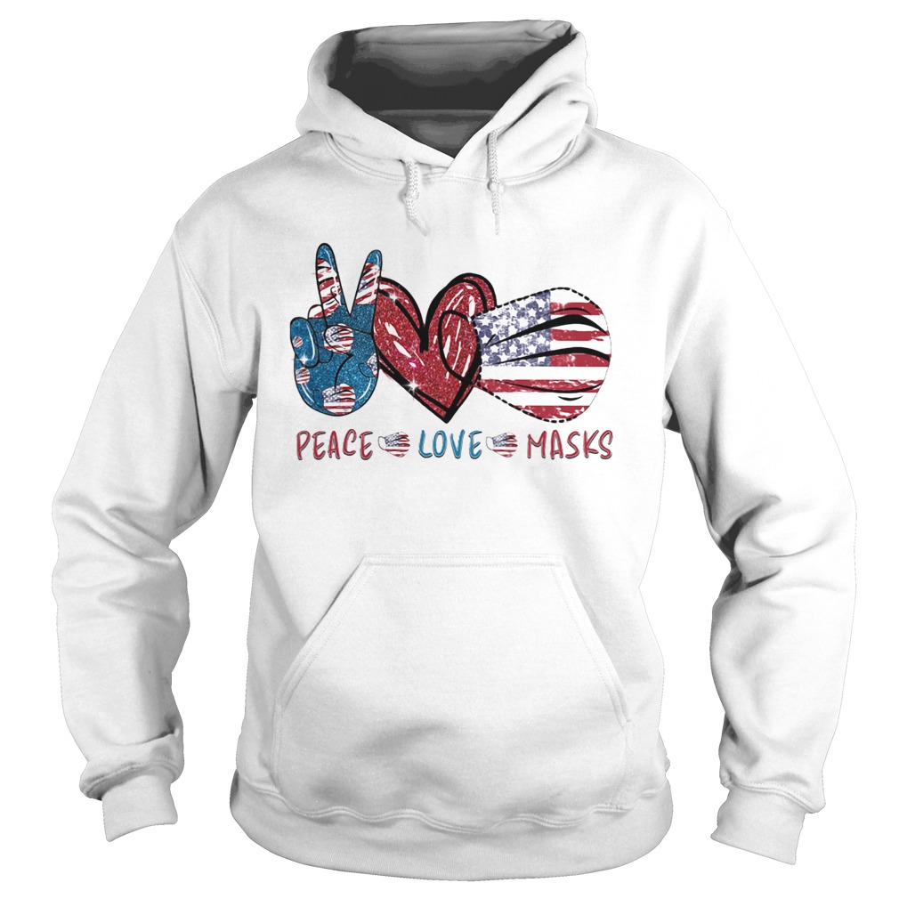 Peace love mask heart American flag veteran Independence Day  Hoodie
